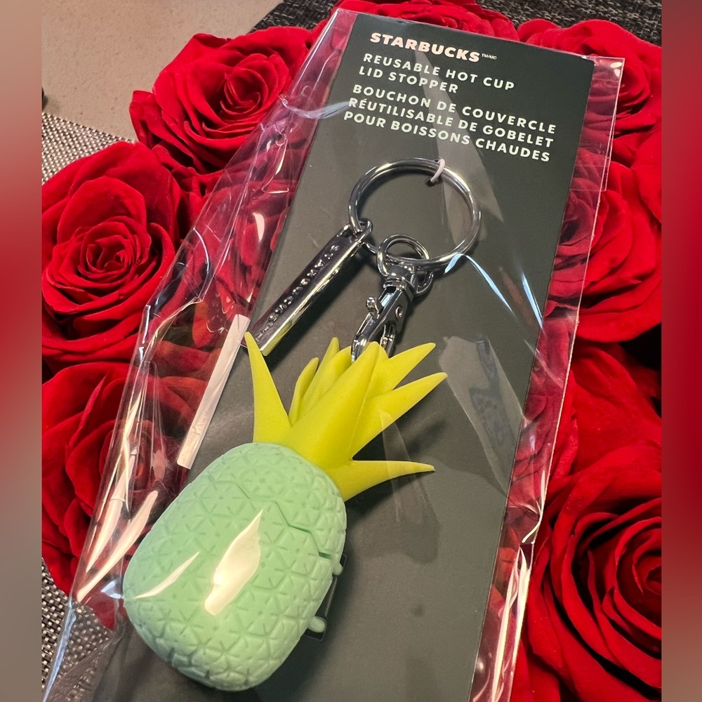 Starbucks Pineapple Keychain Reusable Hot Cup Lid Stopper